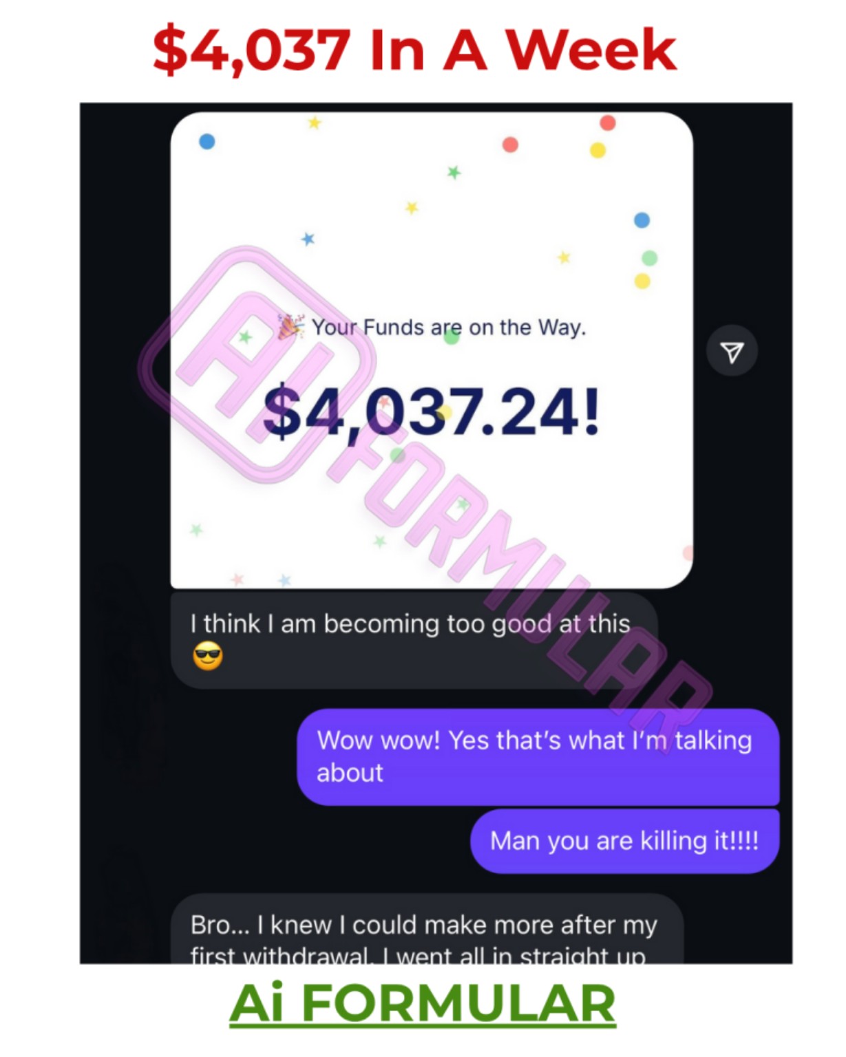 Student result $4,037 in a week